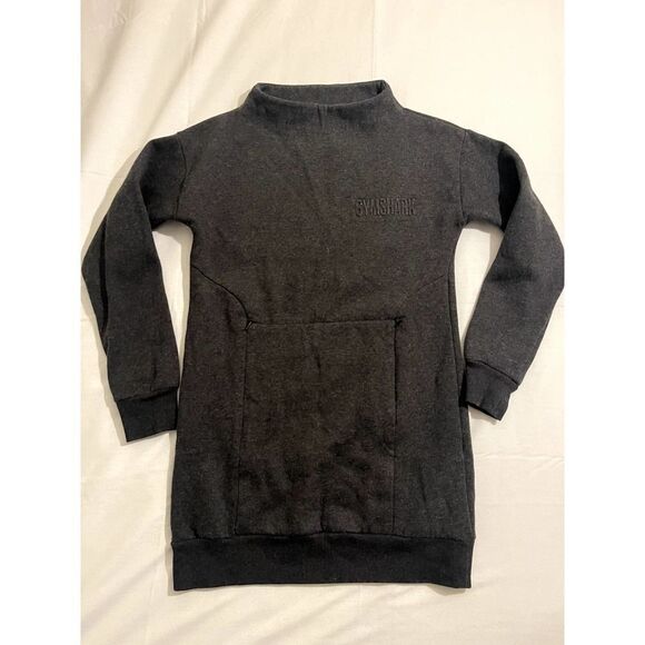 Gymshark Women's Charcoal Grey Mock Neck Pullover Tunic Sweatshirt - Picture 1 of 6